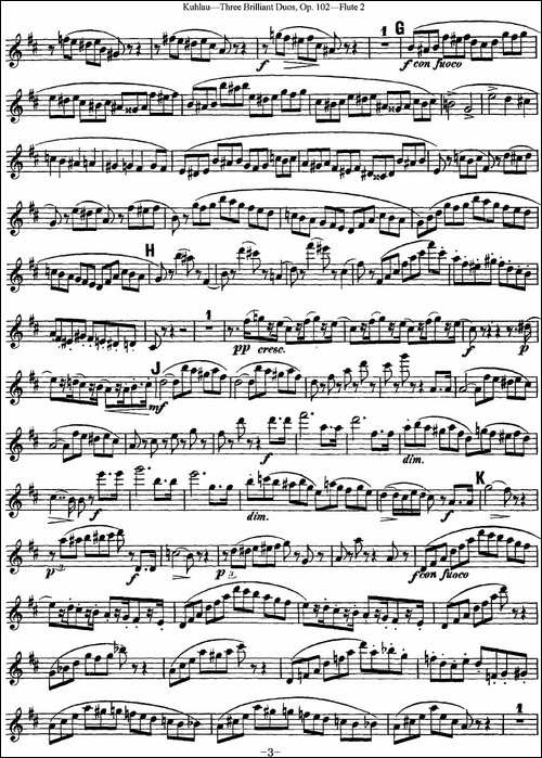 库劳长笛二重奏练习三段OP.102——Flute-2-NO.-长笛五线谱|长笛谱