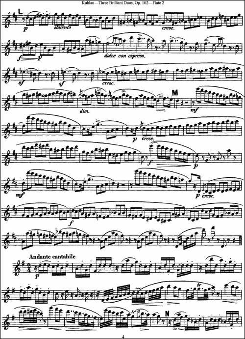 库劳长笛二重奏练习三段OP.102——Flute-2-NO.-长笛五线谱|长笛谱