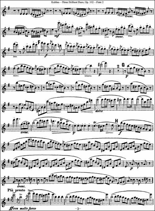 库劳长笛二重奏练习三段OP.102——Flute-2-NO.-长笛五线谱|长笛谱 - 图3 库劳长笛二重奏练习三段OP.102——Flute-2-NO.-长笛五线谱|长笛谱
