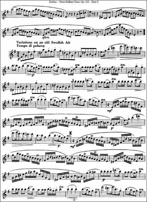库劳长笛二重奏练习三段OP.102——Flute-2-NO.-长笛五线谱|长笛谱 - 图4 库劳长笛二重奏练习三段OP.102——Flute-2-NO.-长笛五线谱|长笛谱