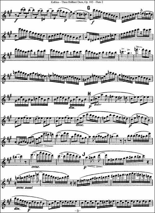 库劳长笛二重奏练习三段OP.102——Flute-2-NO.-长笛五线谱|长笛谱