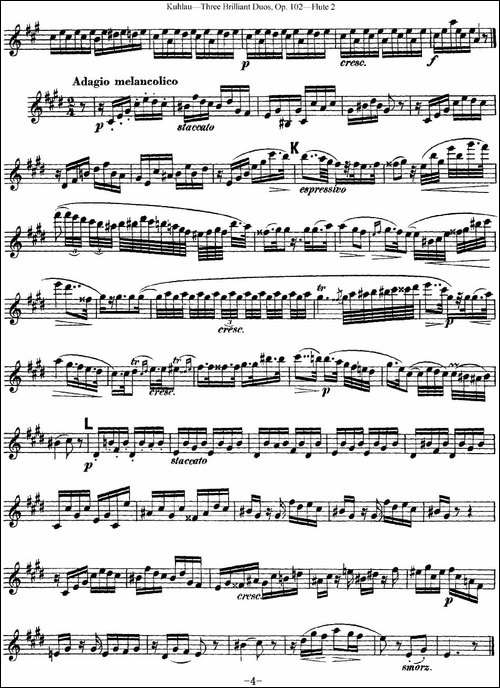 库劳长笛二重奏练习三段OP.102——Flute-2-NO.-长笛五线谱|长笛谱