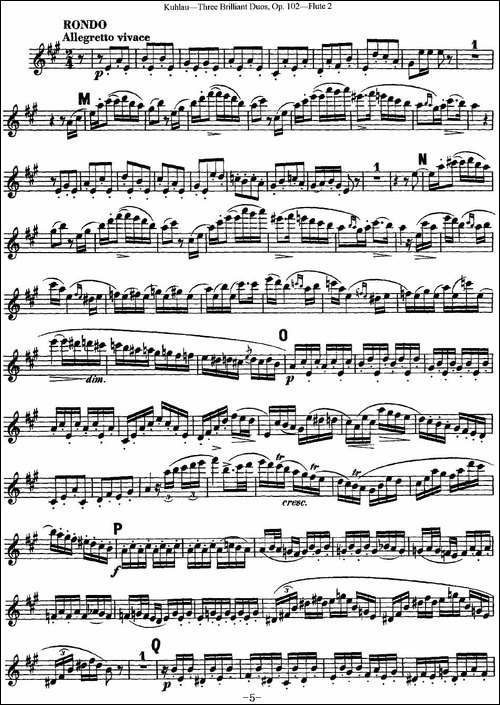 库劳长笛二重奏练习三段OP.102——Flute-2-NO.-长笛五线谱|长笛谱