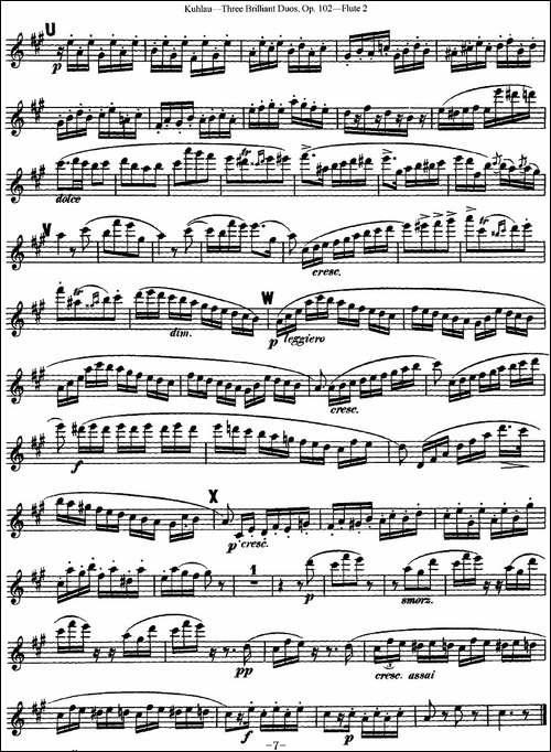 库劳长笛二重奏练习三段OP.102——Flute-2-NO.-长笛五线谱|长笛谱