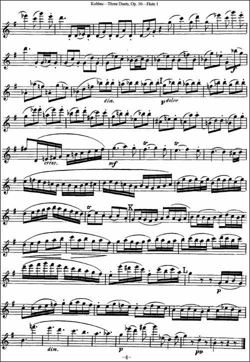 库劳长笛二重奏练习曲Op.10——Flute-1-No.3-长笛五线谱|长笛谱