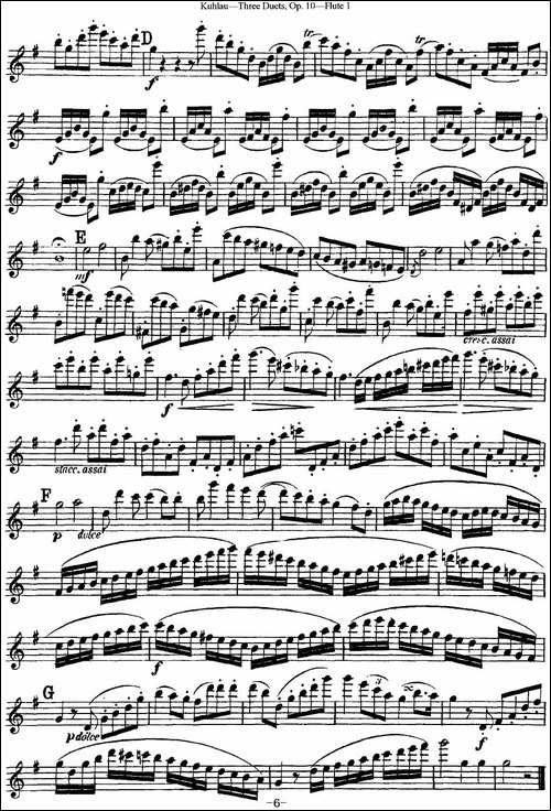 库劳长笛二重奏练习曲Op.10——Flute-1-No.3-长笛五线谱|长笛谱