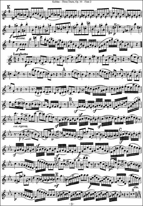 库劳长笛二重奏练习曲Op.10——Flute-2-No.1-长笛五线谱|长笛谱