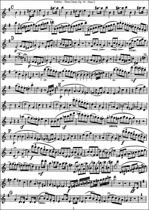 库劳长笛二重奏练习曲Op.10——Flute-2-No.1-长笛五线谱|长笛谱