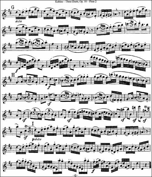 库劳长笛二重奏练习曲Op.10——Flute-2-No.2-长笛五线谱|长笛谱