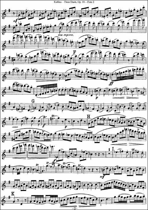 库劳长笛二重奏练习曲Op.10——Flute-2-No.3-长笛五线谱|长笛谱