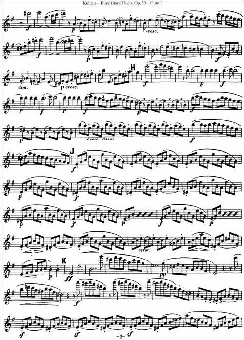 库劳长笛二重奏大练习曲Op.39——Flute-1-No.1-长笛五线谱|长笛谱