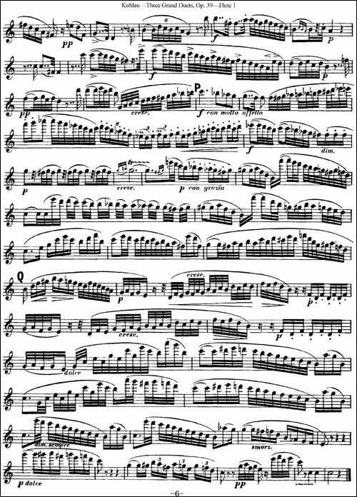 库劳长笛二重奏大练习曲Op.39——Flute-1-No.1-长笛五线谱|长笛谱