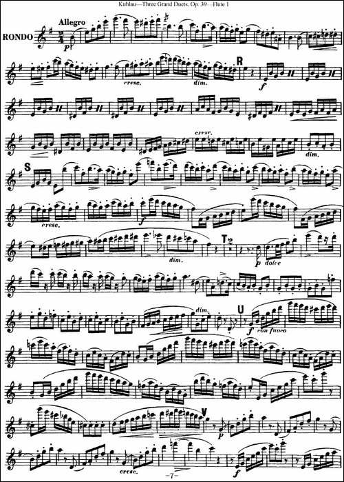 库劳长笛二重奏大练习曲Op.39——Flute-1-No.1-长笛五线谱|长笛谱