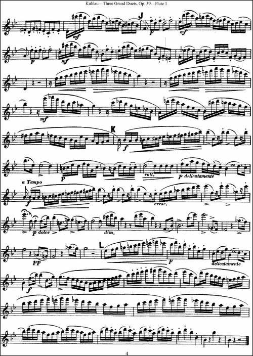 库劳长笛二重奏大练习曲Op.39——Flute-1-No.2-长笛五线谱|长笛谱