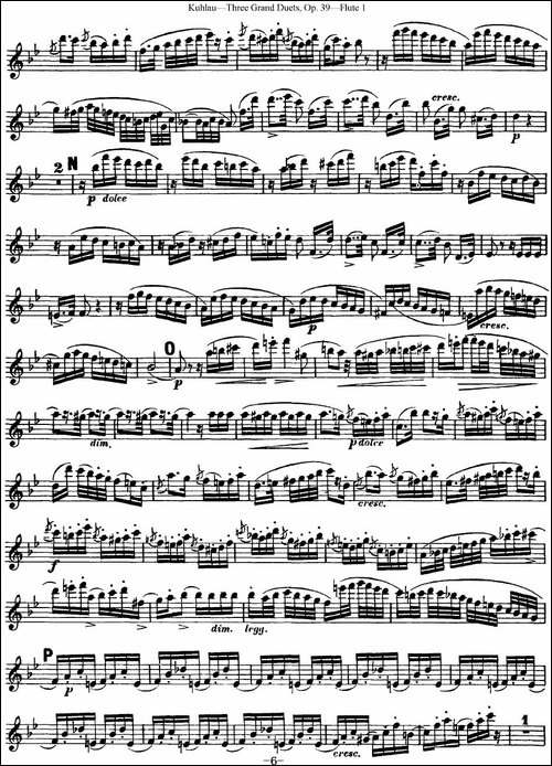 库劳长笛二重奏大练习曲Op.39——Flute-1-No.2-长笛五线谱|长笛谱