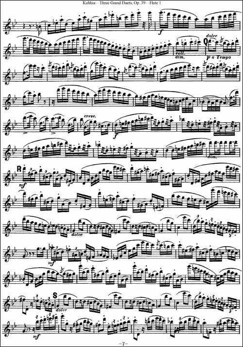 库劳长笛二重奏大练习曲Op.39——Flute-1-No.2-长笛五线谱|长笛谱