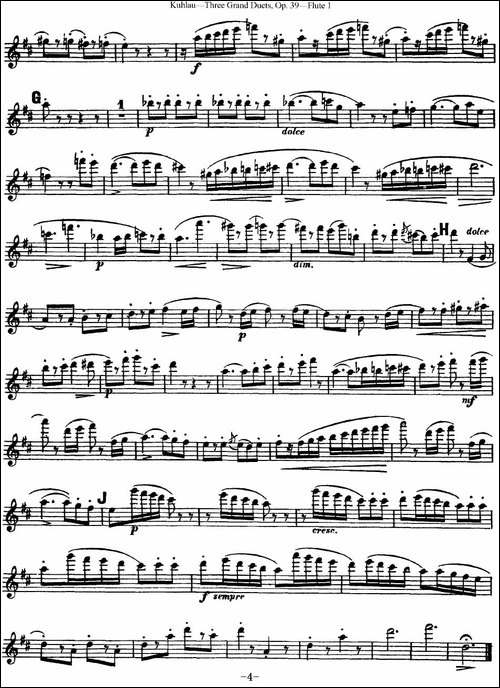 库劳长笛二重奏大练习曲Op.39——Flute-1-No.3-长笛五线谱|长笛谱