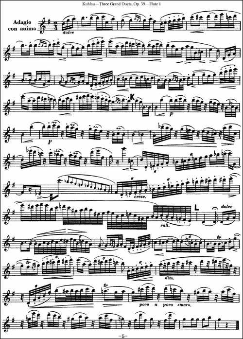 库劳长笛二重奏大练习曲Op.39——Flute-1-No.3-长笛五线谱|长笛谱