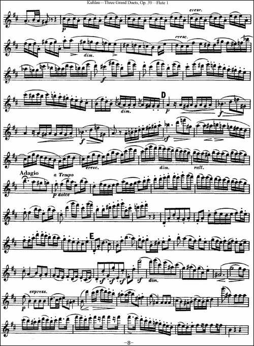 库劳长笛二重奏大练习曲Op.39——Flute-1-No.3-长笛五线谱|长笛谱