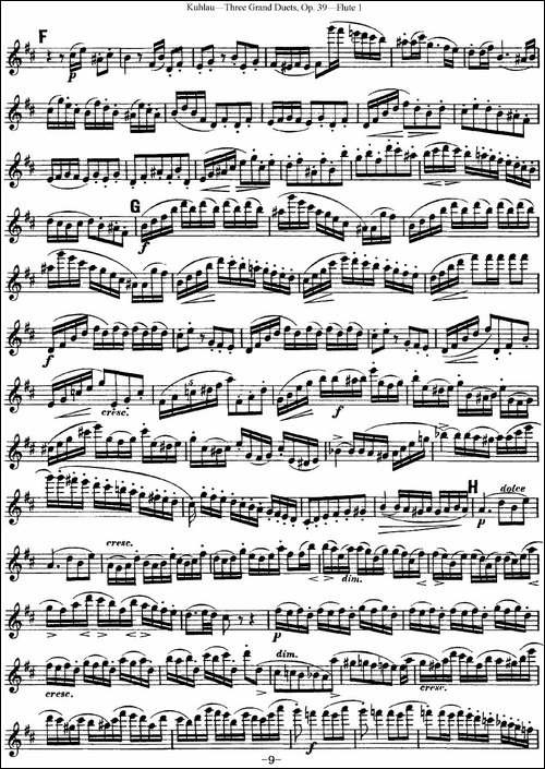 库劳长笛二重奏大练习曲Op.39——Flute-1-No.3-长笛五线谱|长笛谱