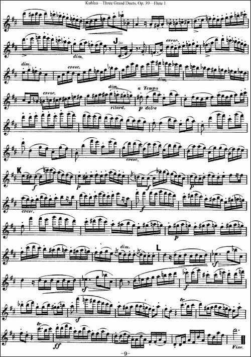 库劳长笛二重奏大练习曲Op.39——Flute-1-No.3-长笛五线谱|长笛谱