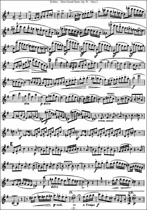 库劳长笛二重奏大练习曲Op.39——Flute-2-No.1-长笛五线谱|长笛谱 - 图2 库劳长笛二重奏大练习曲Op.39——Flute-2-No.1-长笛五线谱|长笛谱