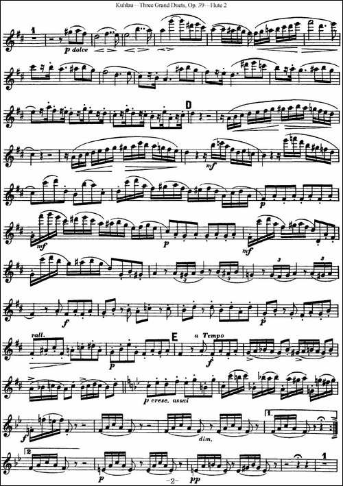 库劳长笛二重奏大练习曲Op.39——Flute-2-No.2-长笛五线谱|长笛谱 - 图2 库劳长笛二重奏大练习曲Op.39——Flute-2-No.2-长笛五线谱|长笛谱