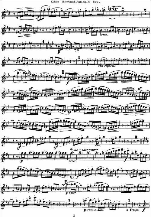 库劳长笛二重奏大练习曲Op.39——Flute-2-No.3-长笛五线谱|长笛谱