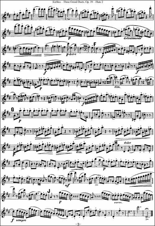库劳长笛二重奏大练习曲Op.39——Flute-2-No.3-长笛五线谱|长笛谱