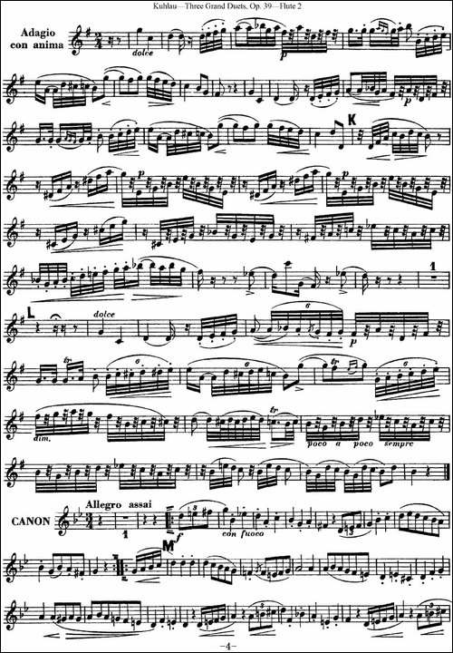 库劳长笛二重奏大练习曲Op.39——Flute-2-No.3-长笛五线谱|长笛谱