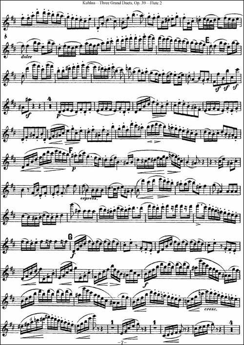 库劳长笛二重奏大练习曲Op.39——Flute-2-No.3-长笛五线谱|长笛谱