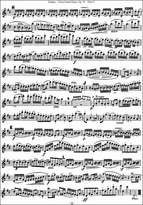 库劳长笛二重奏大练习曲Op.39——Flute-2-No.3-长笛五线谱|长笛谱