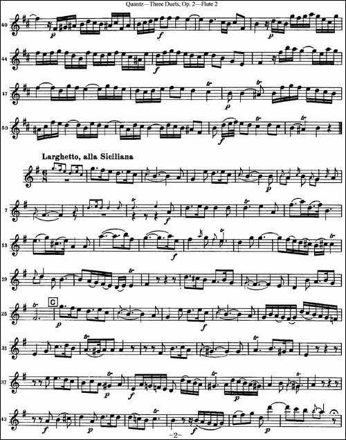 匡茨G大调长笛二重奏Op.2——Flute-2-No.3-长笛五线谱|长笛谱
