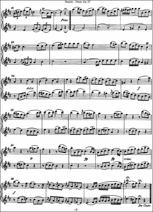 斯塔米茨二重奏长笛练习曲Op.27-No.2-长笛五线谱|长笛谱