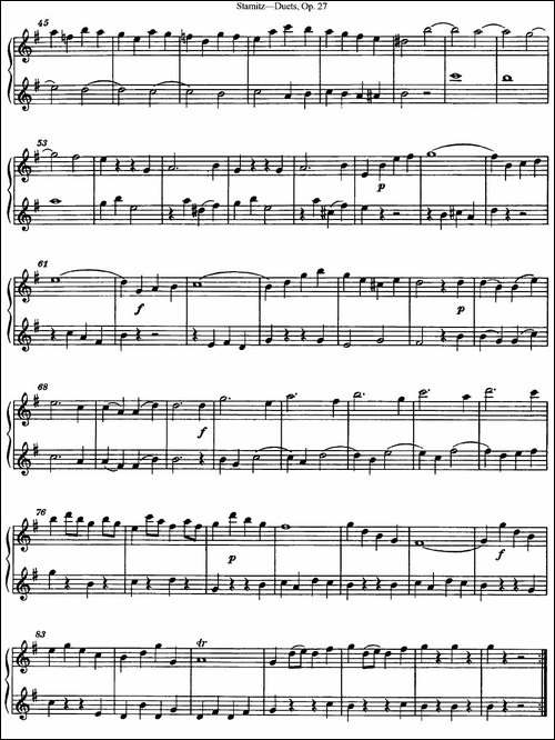 斯塔米茨二重奏长笛练习曲Op.27-No.3-长笛五线谱|长笛谱