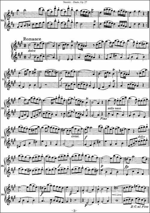 斯塔米茨二重奏长笛练习曲Op.27-No.4-长笛五线谱|长笛谱