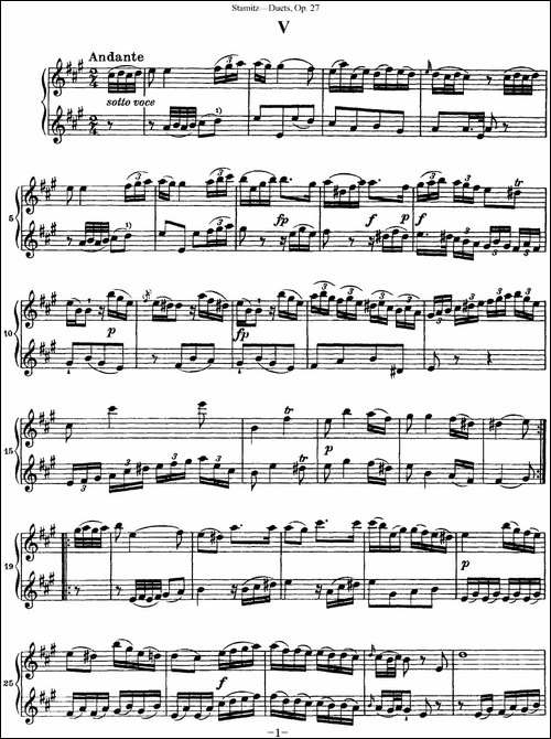 斯塔米茨二重奏长笛练习曲Op.27-No.5-长笛五线谱|长笛谱