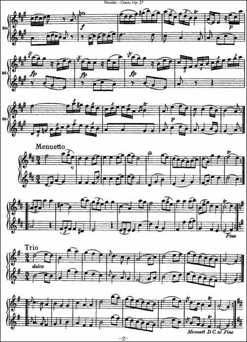 斯塔米茨二重奏长笛练习曲Op.27-No.5-长笛五线谱|长笛谱