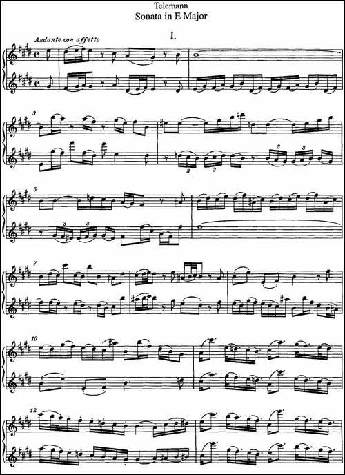 台莱曼E大调双长笛奏鸣曲--No.1-长笛五线谱|长笛谱