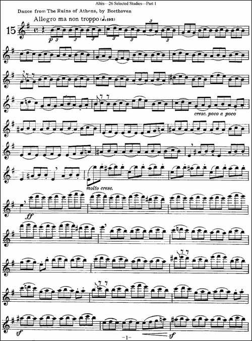 阿尔泰斯26首精选长笛练习曲-NO.15-长笛五线谱|长笛谱