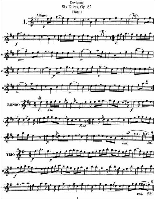 德维埃纳六个长笛二重奏小段Op.82——Flute-1--长笛五线谱|长笛谱