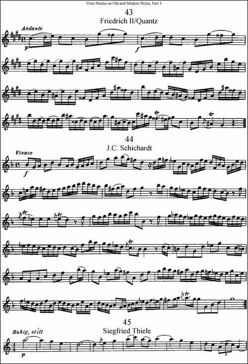 斯勒新老风格长笛练习重奏曲-第一-NO.43-NO.46-长笛五线谱|长笛谱