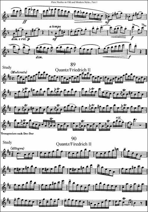 斯勒新老风格长笛练习重奏曲-第一-NO.87-NO.90-长笛五线谱|长笛谱