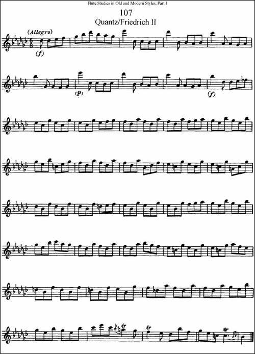 斯勒新老风格长笛练习重奏曲-第一-NO.107-长笛五线谱|长笛谱