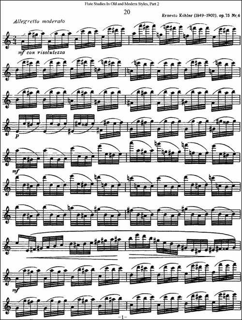 斯勒新老风格长笛练习重奏曲-第二-NO.20-长笛五线谱|长笛谱