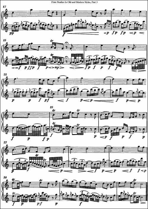 斯勒新老风格长笛练习重奏曲-第三-NO.32-长笛五线谱|长笛谱