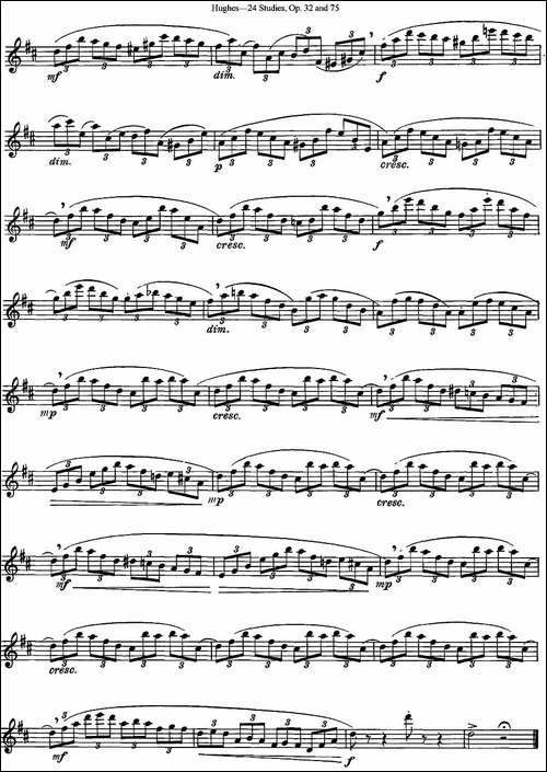 胡埃斯24首练习曲Op.32-NO.1-长笛五线谱|长笛谱