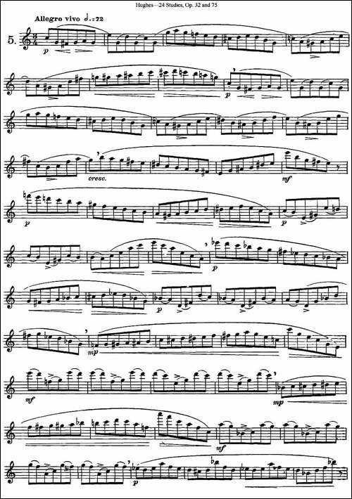 胡埃斯24首长笛练习曲Op.32-NO.5-长笛五线谱|长笛谱