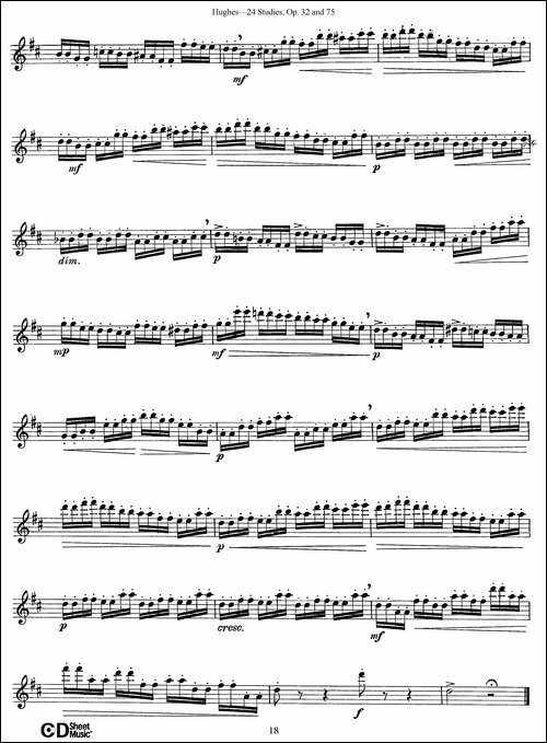 胡埃斯24首长笛练习曲Op.32-NO.11-长笛五线谱|长笛谱