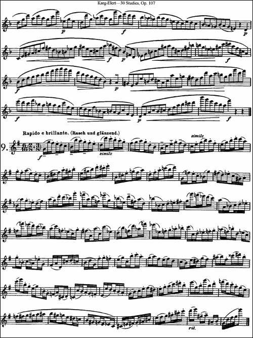 卡-伊勒特30首长笛练习曲Op.107-NO.4-NO.9-长笛五线谱|长笛谱